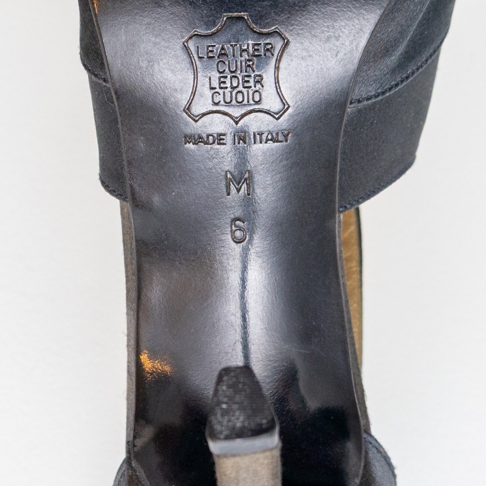 Vintage Yves Saint Laurent Black Satin Cross-Strap Heels – Size US 6 / EU 36.5 - Picture 9 of 10